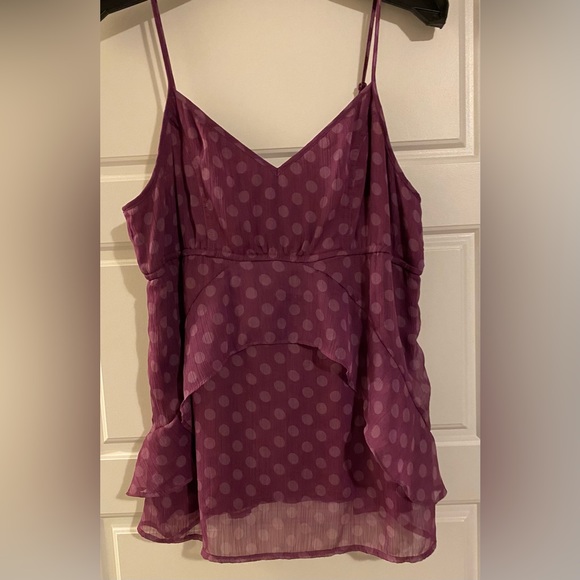 American Eagle purple polka dot chiffon top - Picture 1 of 6
